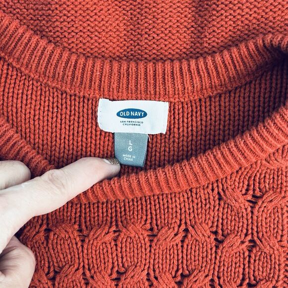 Old Navy Cable Knit Sweater Pullover Womens L Fisherman Preppy Scandi Fall - Picture 7 of 10